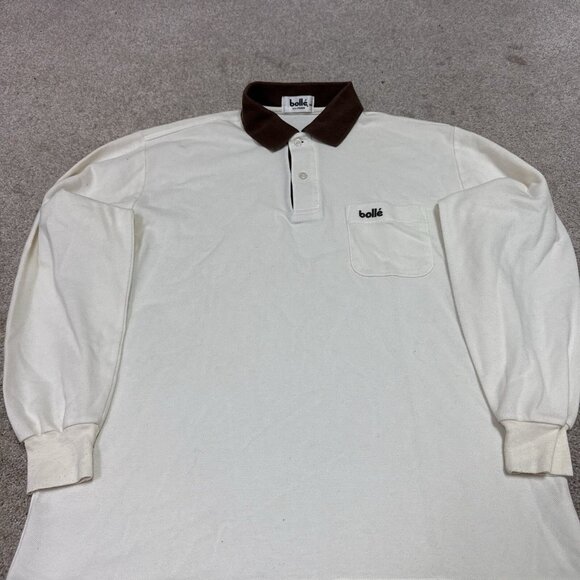 Bolle Polo Men’s Ivory Brown Long Sleeve Size Medium - Picture 8 of 10